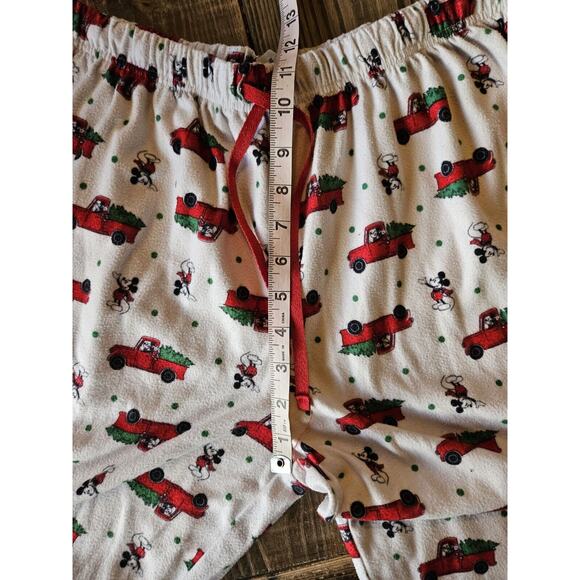 Mickey Mouse Pajama Pants Mens Large White Red Green Christmas Tree Drawstring - Picture 7 of 8